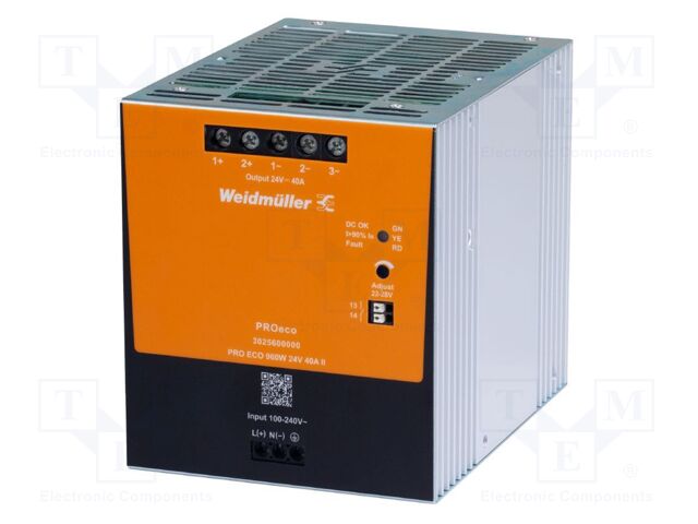 Power supply: switching; for DIN rail; 960W; 48VDC; OUT: 1; PRO ECO