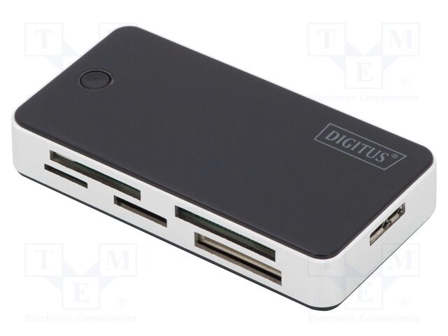 Card reader: memory; USB B micro socket; USB 3.0; black,silver