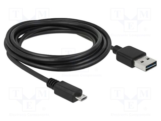 Cable; USB 2.0; USB A plug double sided,USB B micro plug; 3m