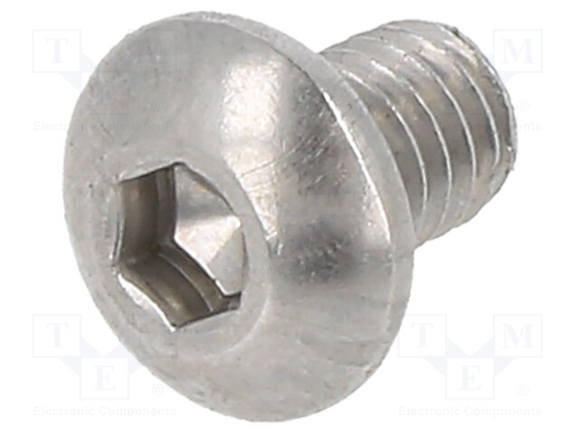 Screw; M4x6; Head: button; imbus; A2 stainless steel; HEX 2,5mm