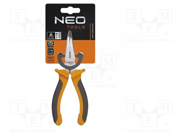 Pliers; curved,half-rounded nose,universal,elongated; 160mm