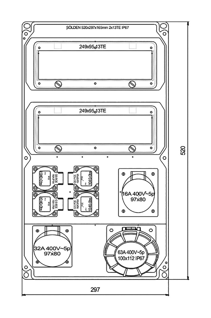 Electric switchboard; IP54; wall mount