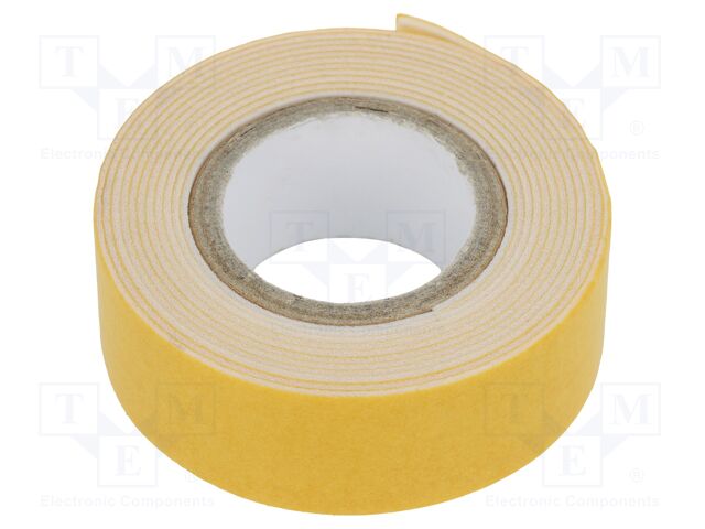Fastening tape; white; W: 19mm; L: 1.5m; V: double-sided