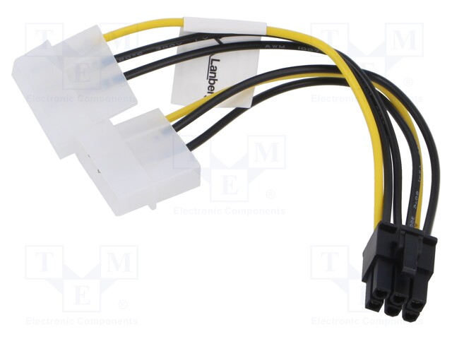 Cable: mains; Molex male x2,PCIe 6pin female; 150mm