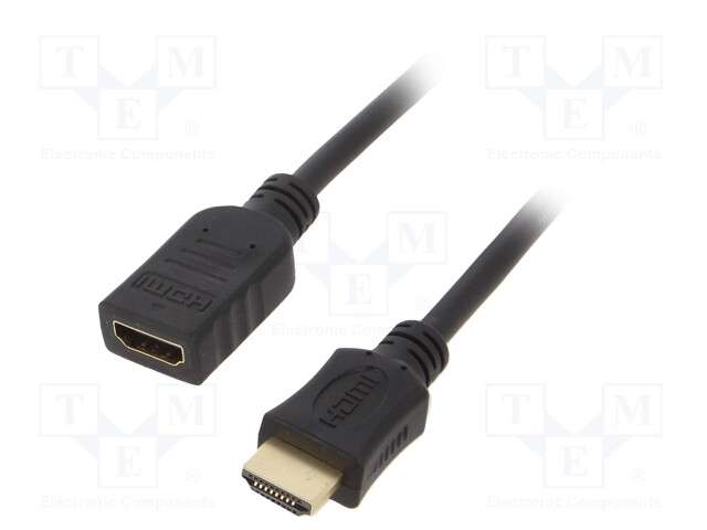 Cable; HDMI 2.0; HDMI socket,HDMI plug; 1.8m; black; 30AWG
