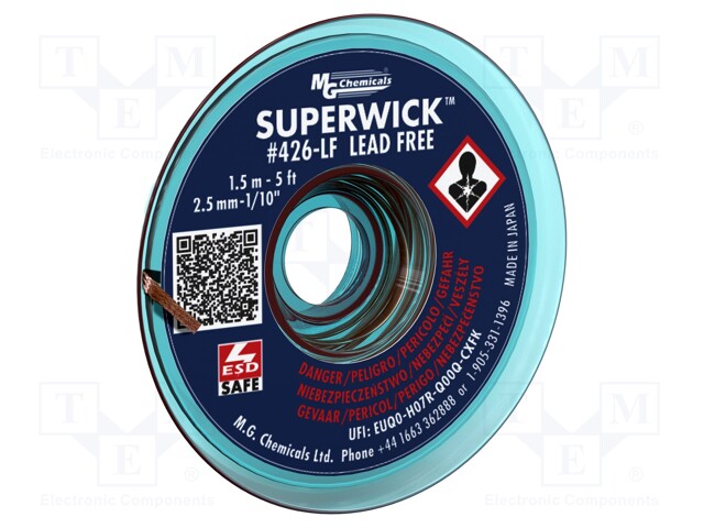 Tape: desoldering; halide-free,rosin,Lead Free,ROL0; W: 2.5mm