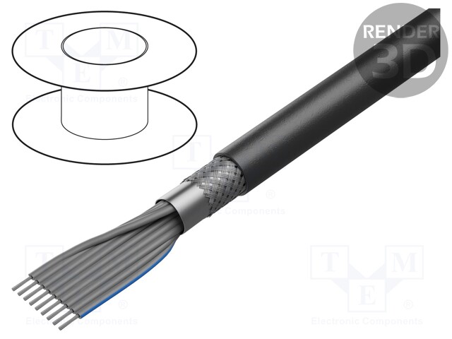 Wire: ribbon; round; 1.27mm; stranded; Cu; 60x28AWG; PVC; grey; 30.5m