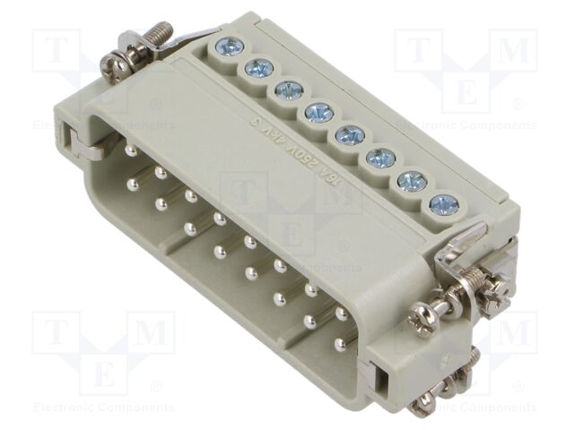 Connector: HDC; contact insert; male; CDA; PIN: 16; 16+PE; 16A; 600V