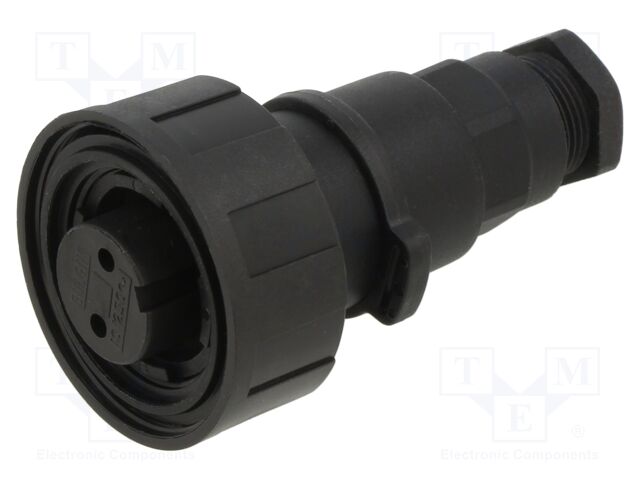 Connector: circular; plug; female; PIN: 2; 12A; 277V; IP68,IP69K