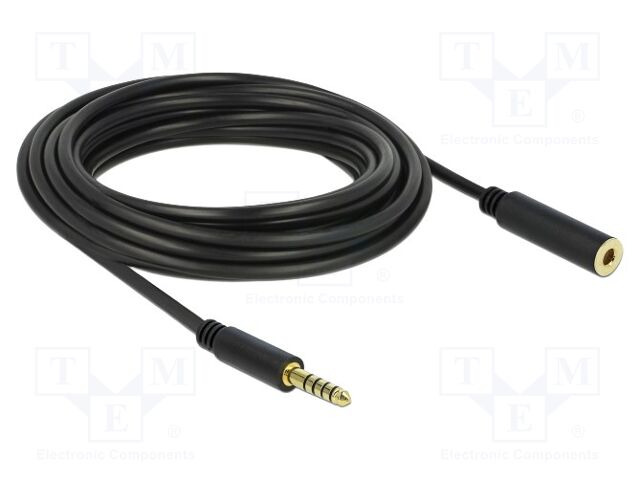 Cable; Jack 4.4mm 5pin socket,Jack 4.4mm 5pin plug; 5m; black
