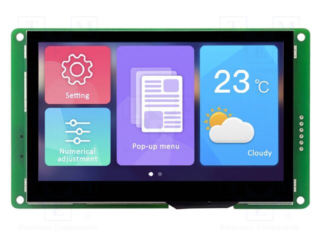 Display: TFT; 4.3"; 480x272; Illumin: LED; 16MBFLASH; RGB; 250cd/m2