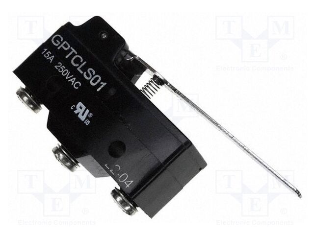 Microswitch SNAP ACTION; with lever; SPDT; 15A/250VAC; ON-(ON)