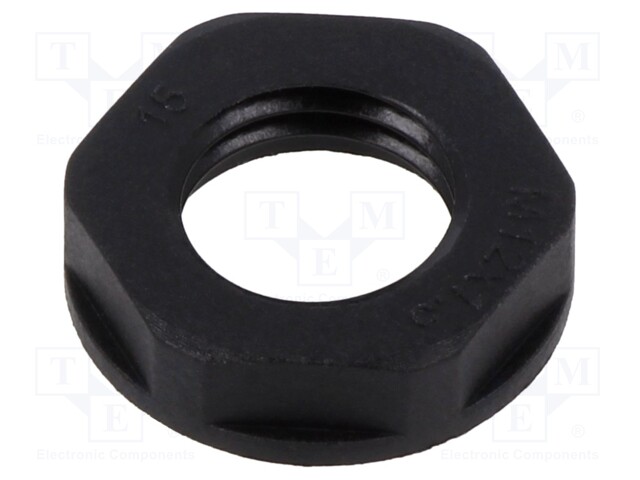 Nut; M12; polyamide; 18mm; black; Thread: metric; Pitch: 1.5