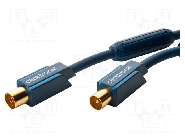 Cable; 7.5m; coaxial 9.5mm socket,coaxial 9.5mm plug; blue
