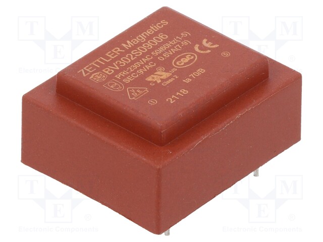 Transformer: encapsulated; 230VAC; 9V; Mounting: PCB