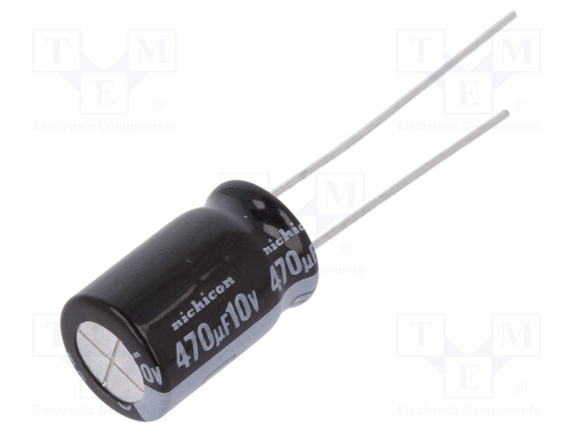 Capacitor: electrolytic; THT; 470uF; 10VDC; Ø10x16mm; Pitch: 5mm