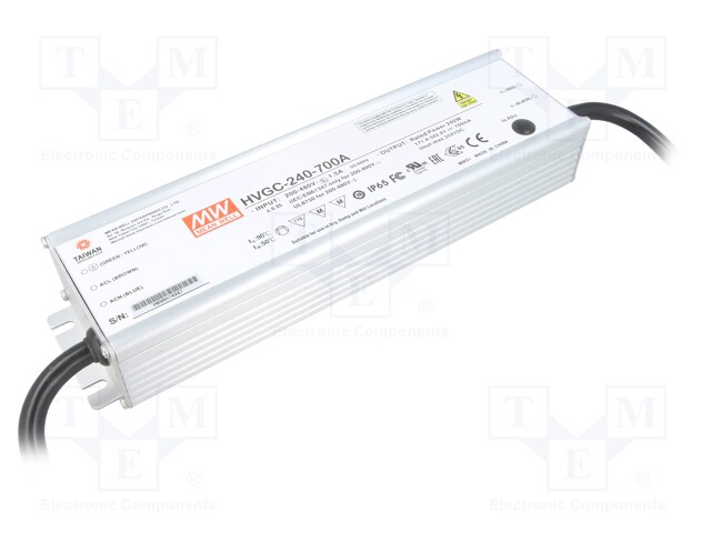 Power supply: switched-mode; LED; 240W; 171.4÷342.8VDC; 350÷700mA