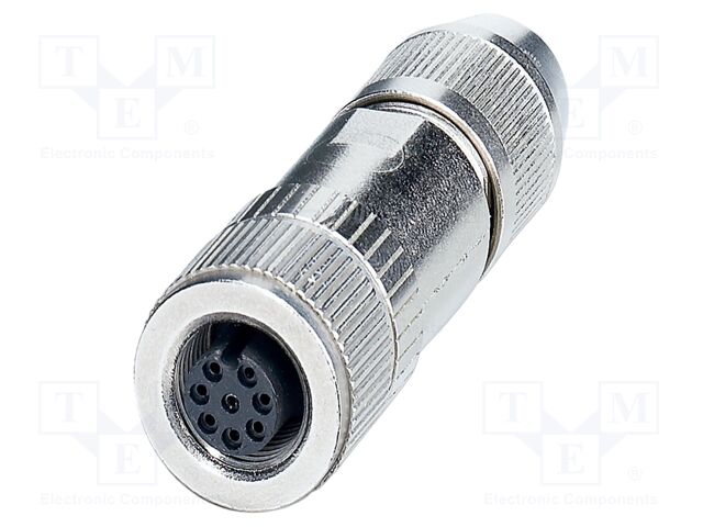 Connector: M12; plug; PIN: 8; 30V; straight; IP67; IDC; Contacts: CuSn