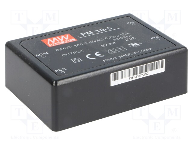 Power supply: switched-mode; modular; 10W; 5VDC; 70x50x22.7mm; 2A