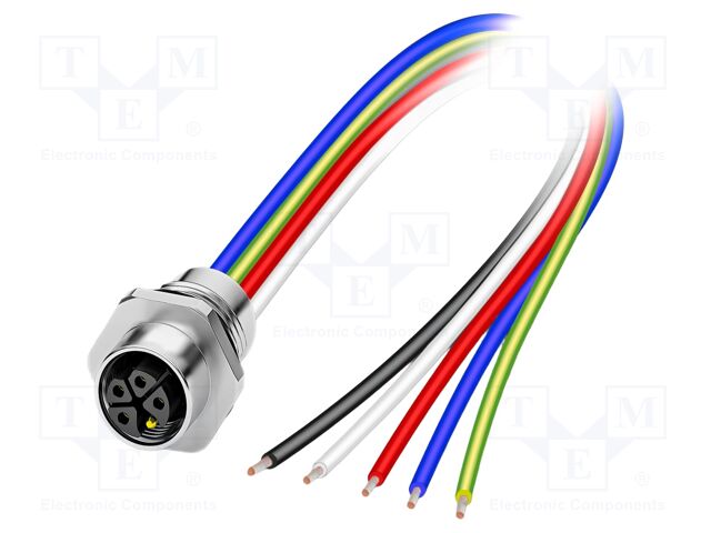 Connector: M12; socket; PIN: 5; female; straight; cables; 2m