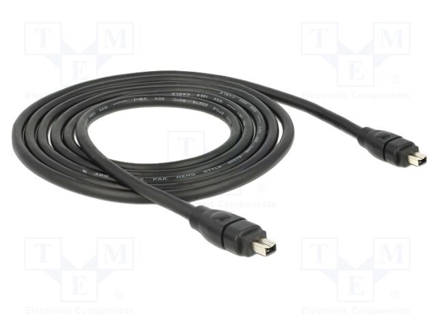 Cable; FireWire 4pin plug,both sides; 2m; black; Øcable: 5.5mm