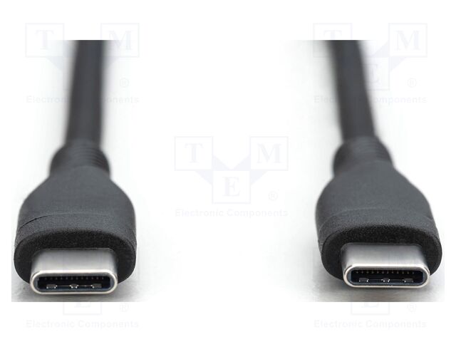 Cable; USB 2.0; USB C plug,both sides; nickel plated; 2m; black
