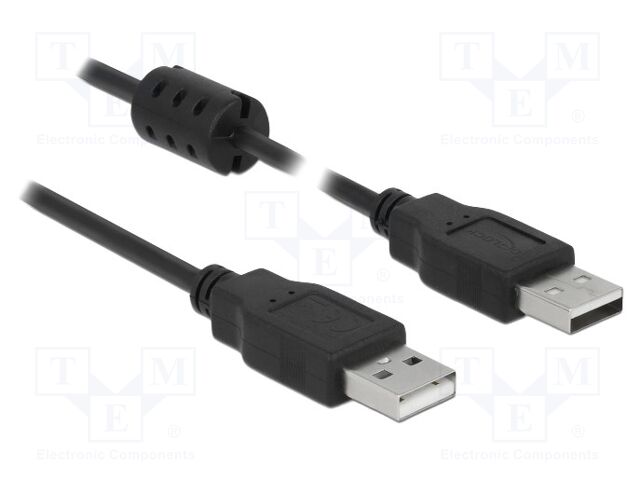 Cable; USB 2.0; USB A plug,both sides; 2m; black; 24AWG,28AWG