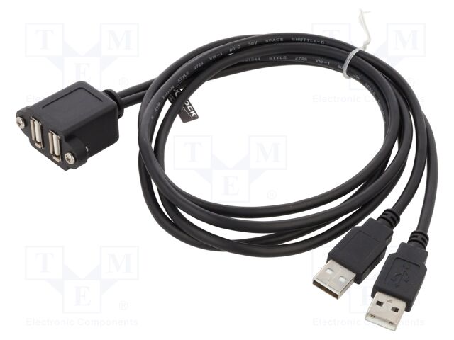 Cable; USB 2.0; USB A socket x2,USB A plug x2; 1m; black; 480Mbps