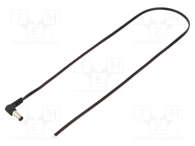 Cable; wires,DC 5,5/2,5 plug; angled; 0.35mm2; black; 0.5m