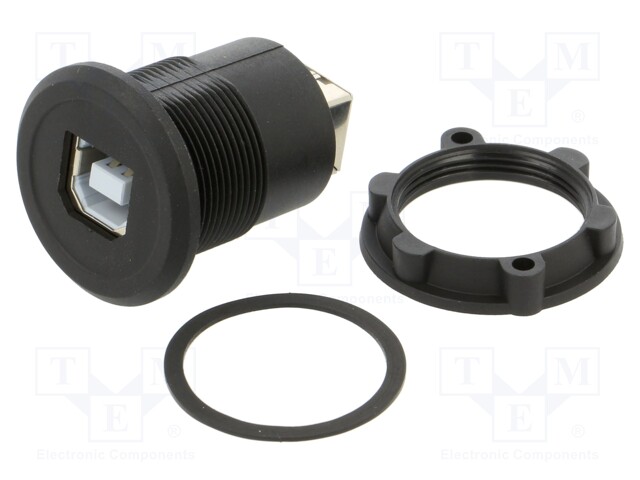 Adapter; for panel mounting,rear side nut; USB 2.0; Thread: M22