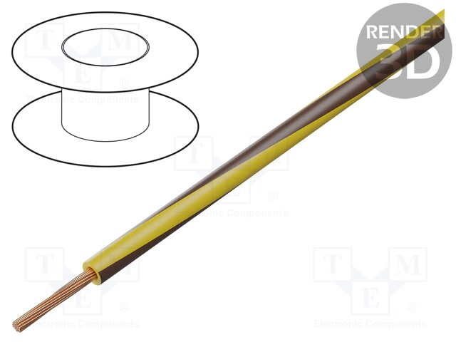 Wire; LgY; stranded; Cu; 1mm2; yellow-brown; PVC; 300/500V; 100m