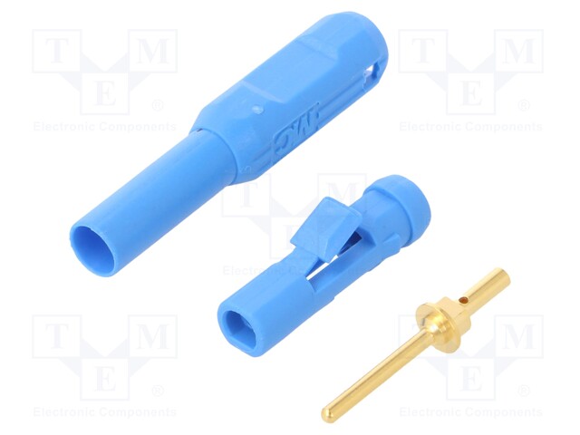 Plug; 1,5mm banana; blue; gold-plated; Insulation: PA; Ø: 2.1mm