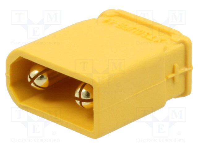 Socket; DC supply; XT30; male; PIN: 2; on PCBs; THT; Colour: yellow