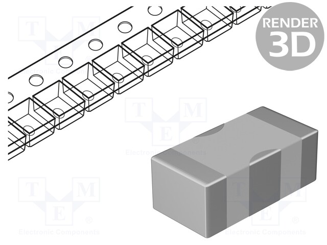 Feedthrough Capacitor, Three Terminal, 100 pF, 16 V, 500 mA, 0603 [1608 Metric], Surface Mount