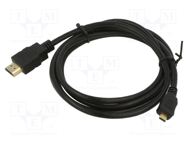 Cable; HDMI 1.4; HDMI plug,micro HDMI plug; 1.8m; black