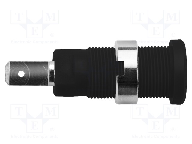 Socket; 2mm banana; 10A; black; Mounting: on panel; 5mΩ; -25÷75°C