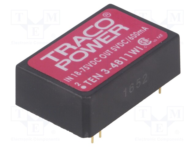 Converter: DC/DC; 3W; Uin: 18÷75V; 5VDC; Iout: 600mA; DIP24; 12g