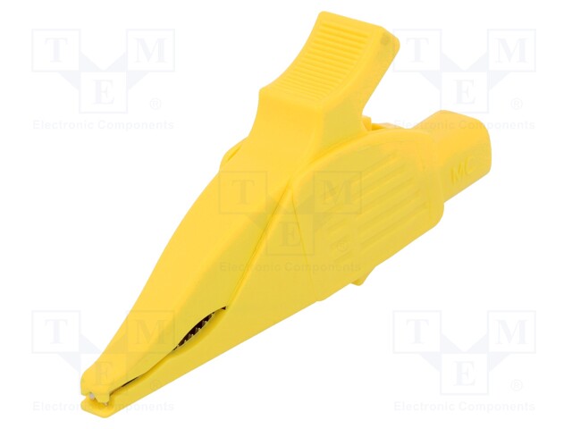 Crocodile clip; 32A; 1kVDC; yellow; Grip capac: max.30mm