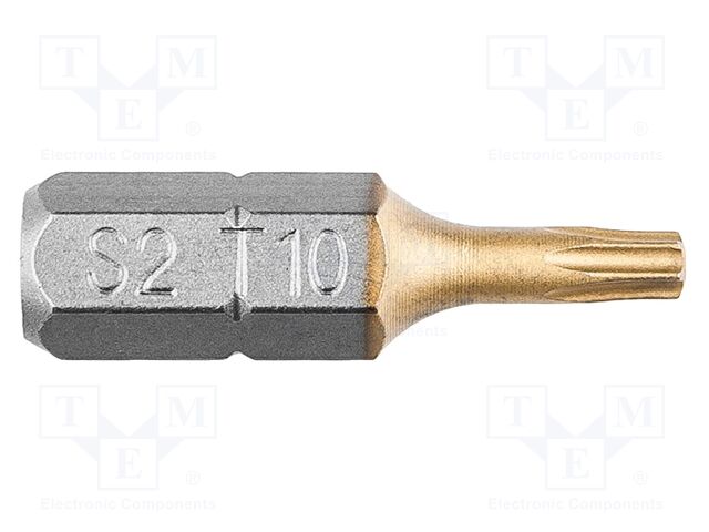 Screwdriver bit; Torx®; T10; 1/4"; Overall len: 25mm; 2pcs.