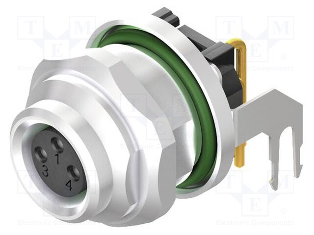 Connector: M8; -30÷80°C; angled; PIN: 4; THT; female; socket; SAI