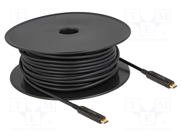 Cable; optical; USB C plug,both sides; gold-plated; 30m; black