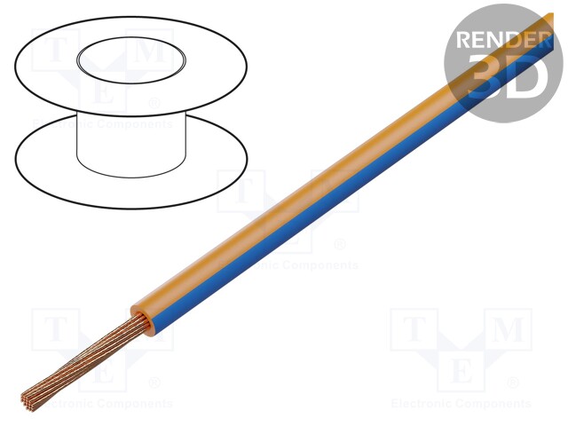 Wire; LgY; stranded; Cu; 2.5mm2; orange-blue; PVC; 300/500V; 50m