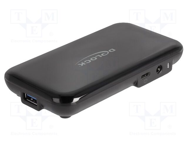 Hub USB; DC socket,USB A socket x4,USB C socket x4; black