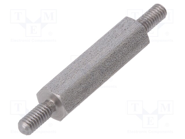 Screwed spacer sleeve; 18mm; Ext.thread: M2,5; hexagonal