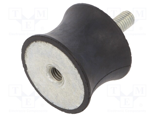 Vibration damper; M8; Ø: 40mm; rubber; L: 30mm; Thread len: 23mm