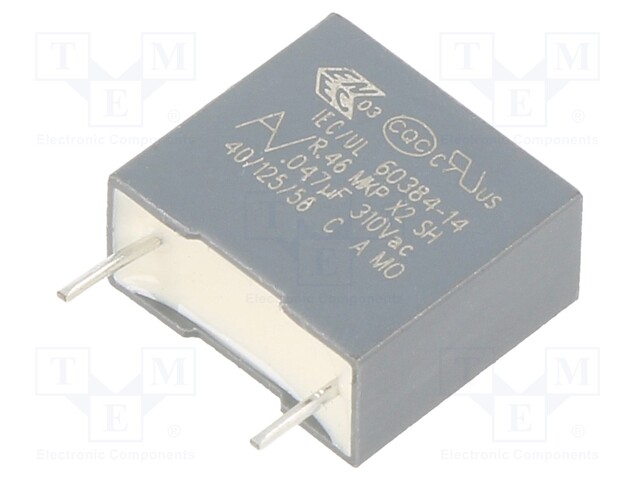 Capacitor: polypropylene; X2; 0.047uF; 10mm; ±10%; 13x12x6mm