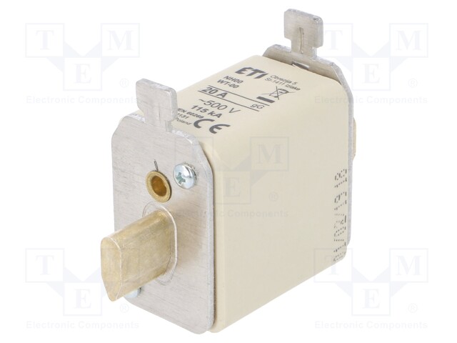 Fuse: fuse; gG; 20A; 500VAC; ceramic,industrial; NH00; WT-NH