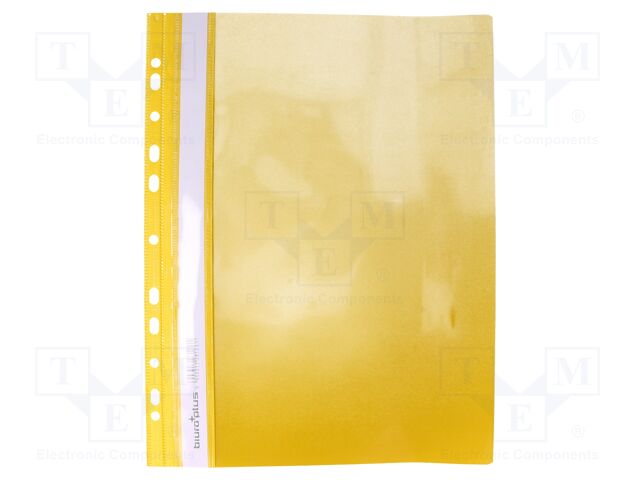 Document wallet; with holes; A4; yellow; PVC