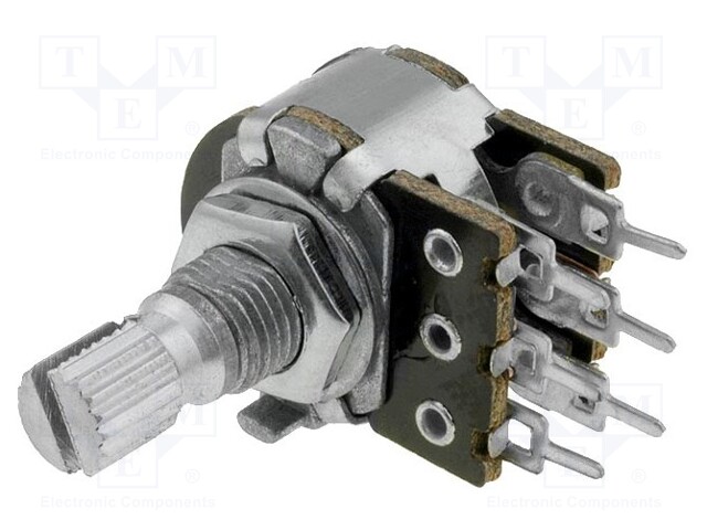 Potentiometer: shaft; single turn; 100kΩ; 100mW; ±20%; 6mm; for PCB
