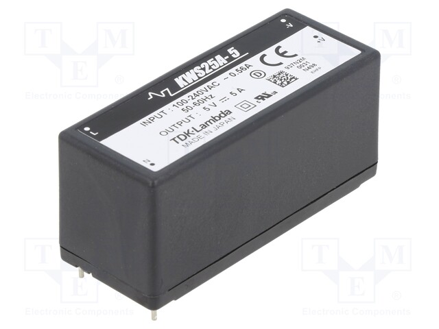 Converter: AC/DC; 25W; Uout: 5VDC; Iout: 5A; 81÷82%; Mounting: THT